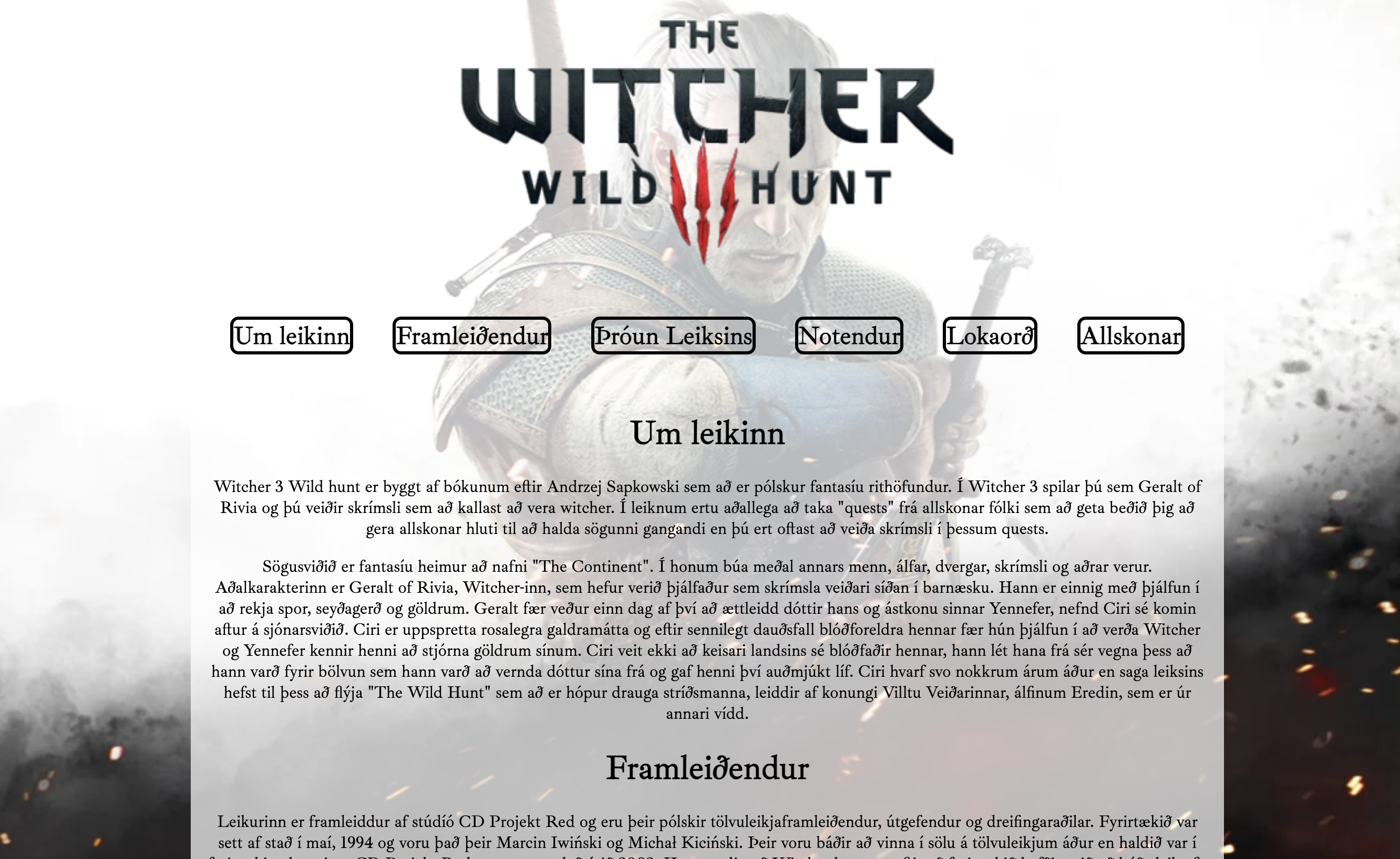 Witcher 3 Vefsíða